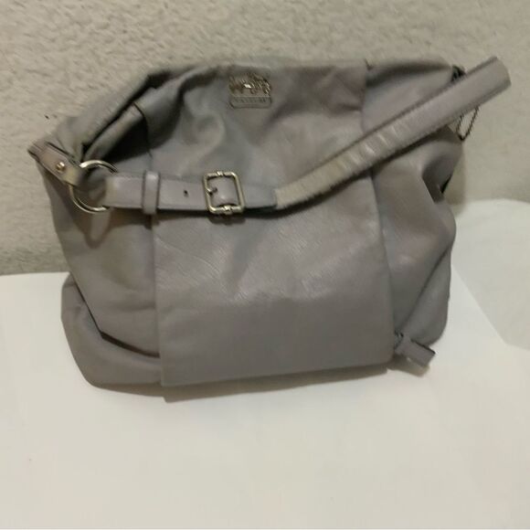 Coach Madison Isabelle Leather Hobo Purse Handbag Gray Crossbody 21224 - Picture 5 of 14